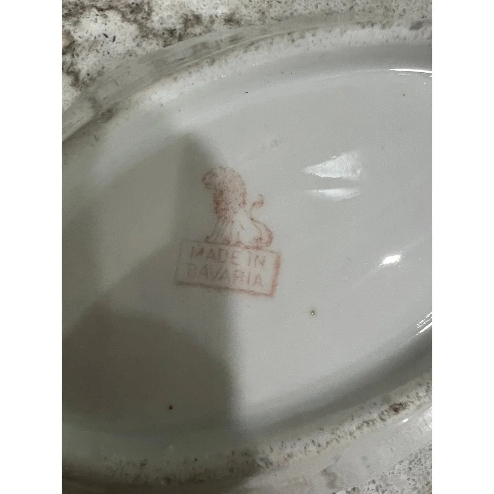 Vintage Made in Bavaria Porcelain Trinket Dish Floral Rose Scalloped Oval 6.25in